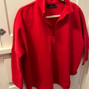 Red Easy Polo Sweatshirt. Pomander Place size xxs/xs